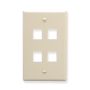 FACEPLATE, FLAT, 1-GANG, 4-PORT, ALMOND