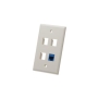 FACEPLATE, FLAT, 1-GANG, 4-PORT, ALMOND