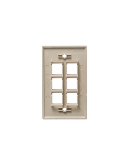 FACEPLATE, FLAT, 1-GANG, 6-PORT, IVORY