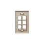 FACEPLATE, FLAT, 1-GANG, 6-PORT, IVORY