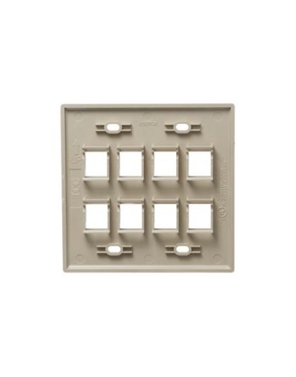 FACEPLATE, FLAT, 2-GANG, 8-PORT, IVORY