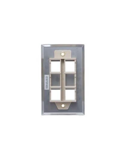 FACEPLATE, STAINLESS STEEL,1-GANG,4-PORT