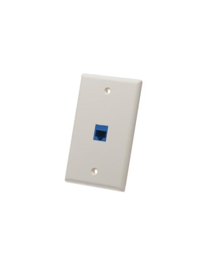 FACEPLATE, FLAT, 1-GANG, 1-PORT, ALMOND
