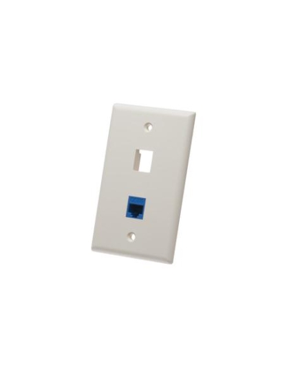 FACEPLATE, FLAT, 1-GANG, 2-PORT, ALMOND