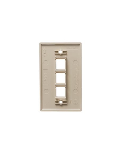 FACEPLATE, FLAT, 1-GANG, 3-PORT, IVORY