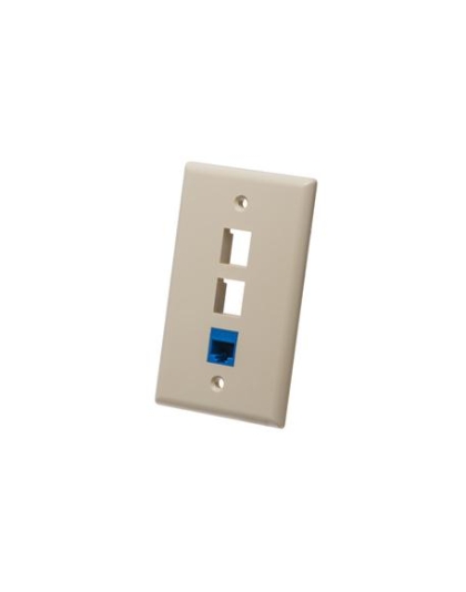 FACEPLATE, FLAT, 1-GANG, 3-PORT, IVORY