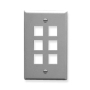 FACEPLATE, FLAT, 1-GANG, 6-PORT, GRAY