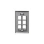 FACEPLATE, FLAT, 1-GANG, 6-PORT, GRAY