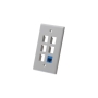 FACEPLATE, FLAT, 1-GANG, 6-PORT, GRAY