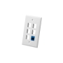 FACEPLATE, FLAT, 1-GANG, 6-PORT, WHITE