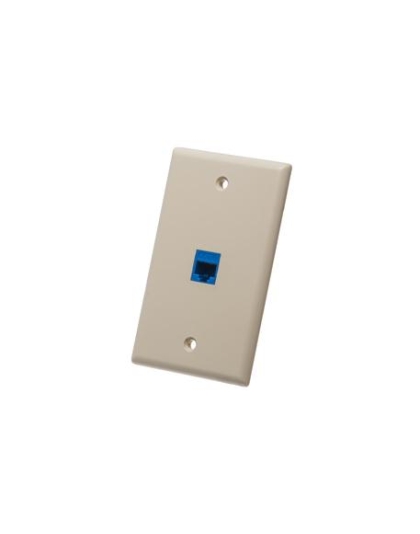 FACEPLATE, FLAT, 1-GANG, 1-PORT, IVORY