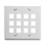 FACEPLATE, FLAT, 2-GANG, 12-PORT, WHITE