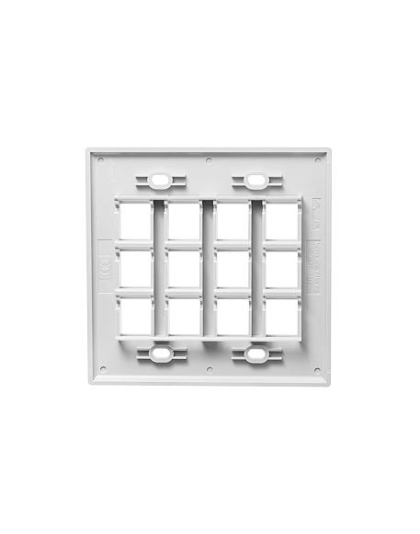 FACEPLATE, FLAT, 2-GANG, 12-PORT, WHITE