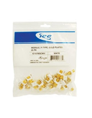 MODULE, F-TYPE, GOLD PLATED, 25 PK WHITE