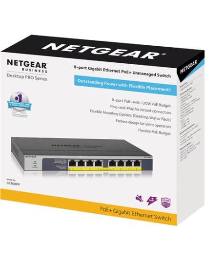 8-Port PoE/PoEplus Gb Ethernet UnMngd