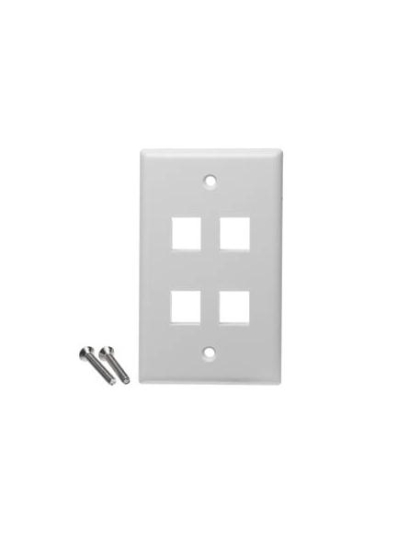 FACEPLATE, FLAT,1-GANG,4-PORT, 25PK, WH