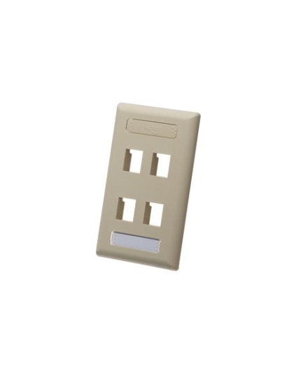 FACEPLATE, ID, 1-GANG, 4-PORT, IVORY
