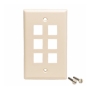 FACEPLATE, FLAT, 1-GANG, 6-PORT, ALMOND