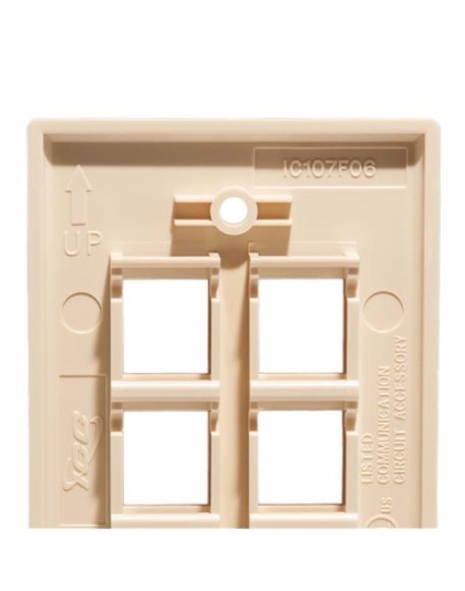 FACEPLATE, FLAT, 1-GANG, 6-PORT, ALMOND