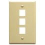 FACEPLATE, FLAT, 1-GANG, 3-PORT, IVORY