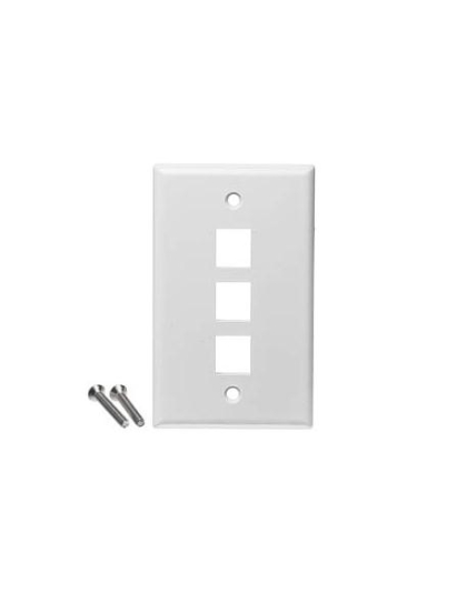 FACEPLATE, FLAT,1-GANG,3-PORT, 25PK, WH