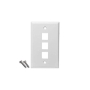 FACEPLATE, FLAT,1-GANG,3-PORT, 25PK, WH