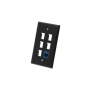 FACEPLATE, FLAT, 1-GANG, 6-PORT, BLACK