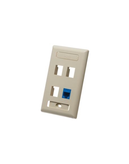 FACEPLATE, ID, 1-GANG, 4-PORT, IVORY