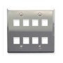 FACEPLATE, STAINLESS STEEL,2-GANG,8-PORT
