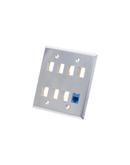 FACEPLATE, STAINLESS STEEL,2-GANG,8-PORT