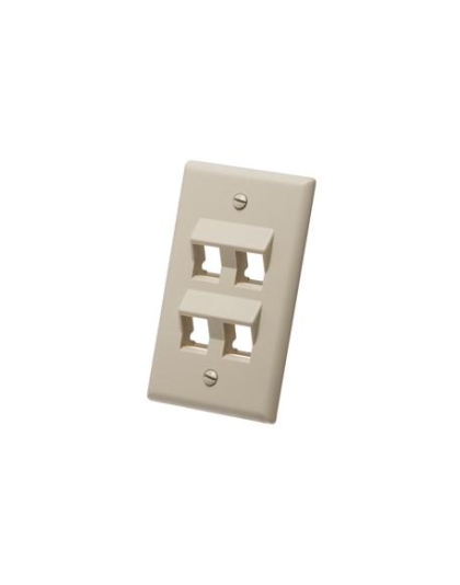 FACEPLATE, ANGLED, 1-GANG, 4-PORT, IVORY