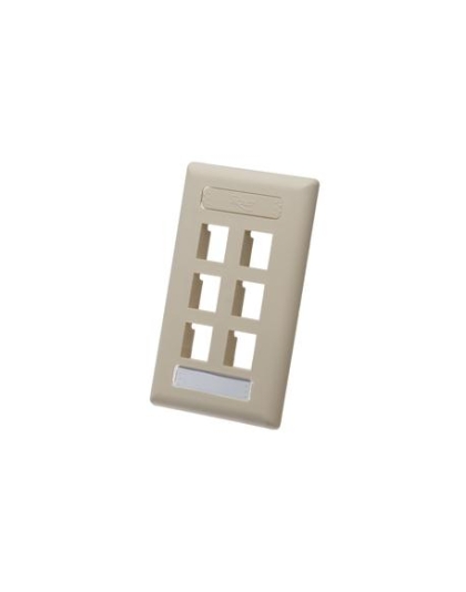 FACEPLATE, ID, 1-GANG, 6-PORT, IVORY