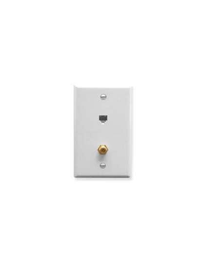 WALL PLATE, VOICE 6P6C & F-TYPE, WHITE