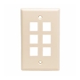 FACEPLATE, FLAT, 1-GANG, 6-PORT, ALMOND