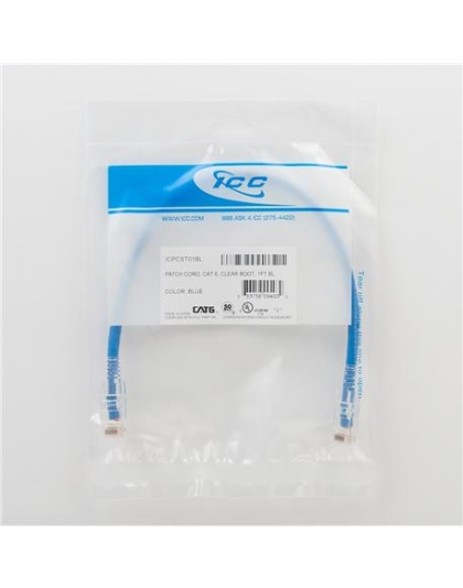PATCH CORD CAT6 CLEAR BOOT 1' 25PK BL