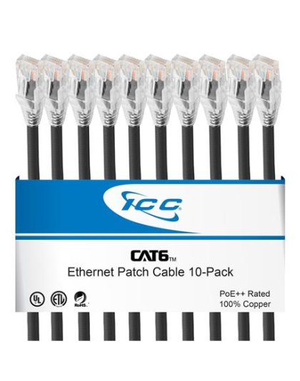 PATCH CORD CAT6, 3' 10PK BLACK