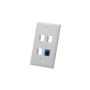 FACEPLATE, FLAT, 1-GANG, 4-PORT, WHITE