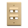 FACEPLATE, ANGLED, 1-GANG, 4-PORT, IVORY