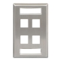 FACEPLATE, ID, STAINLESS, 1-GANG, 4-PORT