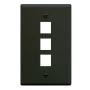 FACEPLATE, FLAT, 1-GANG, 3-PORT, BLACK