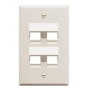 FACEPLATE, ANGLED, 1-GANG, 4-PORT, WHITE