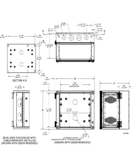 WALL MOUNT CABINET DOUBLE HINGED 8U